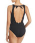 Фото #2 товара Amoressa 145222 Women's M One Piece High Neck Swimsuit Black Sz 10