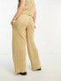 4th & Reckless Petite exclusive plisse wide leg trouser co-ord in camel