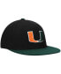 Фото #1 товара Men's Black and Green Miami Hurricanes Team Color Two-Tone Fitted Hat