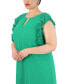 ფოტო #5 პროდუქტის Plus Size Jewel-Neck Pleat-Sleeve Dress