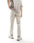 DTT slim fit garment dyed cargo trousers in light stone