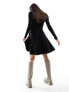 Фото #5 товара Y.A.S knitted fit and flare mini dress with lace cuff detail in black