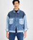 Men's Regular-Fit Colorblocked Logo-Print Denim Jacket