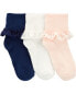 Kid 3-Pack Lace Cuff Socks 4-7