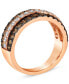 ფოტო #3 პროდუქტის Chocolate Diamond & Nude Diamond Triple Row Band (1-1/3 ct. t.w.) in 14k Rose Gold