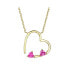 ფოტო #1 პროდუქტის 14k Gold Plated Pink Cubic Zirconia Open Heart Layering Necklace