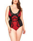 Фото #1 товара Women's Plus Size Mesh Rushed Bodysuit Lingerie with Applique and Contrast Panels