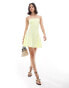 ASOS DESIGN mini linen bandeau sundress in lemon