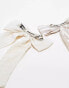 Stradivarius 2 pack linen hair bows in natural and stripe