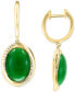 ფოტო #1 პროდუქტის EFFY® Dyed Jade & Diamond (1/5 ct. t.w.) Dangle Hoop Earrings in 14k Gold