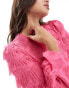 Фото #3 товара YAS textured flared sleeve blouse in pink - BPINK