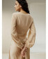 Фото #3 товара Nipped Waist Crepe de Chine Silk Blouse for Women
