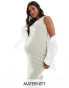 Mamalicious Maternity jersey pointelle tank midi dress in sage green