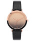 ფოტო #1 პროდუქტის Women's Quartz Black Faux Leather Band Watch, 36mm