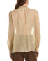 Фото #2 товара Michael Kors Collection Stripe Chiffon Neck Tie Silk-Blend Shirt Women's