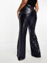 Фото #5 товара Collective the Label Plus exclusive sequin wide leg trousers in midnight blue