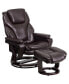 Multi-Position Recliner & Ottoman With Swivel Wood Base