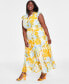 ფოტო #3 პროდუქტის Plus Size Printed Flutter-Sleeve Tiered Maxi Dress