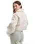 ASOS DESIGN top collar shearling jacket in stone