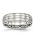 Stainless Steel Brushed and Polished 6.5mm Grooved Band Ring