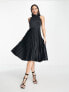 Closet London Tall high neck pleated midi dress in black