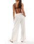 Фото #4 товара ASOS DESIGN Kayla mix and match beach wide leg trouser in white