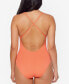 Фото #2 товара Rod Beattie Ring Me Up Plunge One-Piece Swimsuit in Coral Chic Size 10