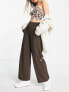 JDY wide leg tailored trousers in chocolate XL L30 - фото #1