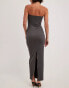 NA-KD bandeau maxi dress in dark grey