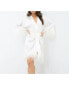 ფოტო #1 პროდუქტის Women's Silk Robe - Short - Ostrich Feather Trim Hem and Sleeve - Silk Collection