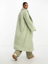 Фото #3 товара The Frolic soft borg double breasted cocoon coat in soft sage