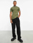 Фото #4 товара ASOS DESIGN short sleeve t-shirt with mock neck and taping detail in khaki