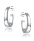 Фото #2 товара Sterling Silver with Cubic Zirconia Tapered ¾ C - Hoop Earrings