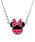 ფოტო #1 პროდუქტის Minnie Mouse Enamel Pendant Necklace in Sterling Silver, 16" + 2" extender