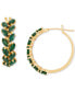 ფოტო #8 პროდუქტის Emerald Marquise-Cut Leaf Design Small Hoop Earrings (4 ct. t.w.) in 14k Gold, 0.67" (Also in Ruby & Sapphire)