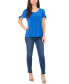 ფოტო #6 პროდუქტის Petite Cold-Shoulder Tie-Cuff Short-Sleeve Top