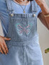 Фото #2 товара Labelrail x Pose and Repeat vintage fit short dungarees with butterfly embroidery in blue