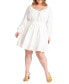 ფოტო #1 პროდუქტის Plus Size Puff Sleeve Linen Mini Dress