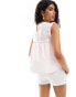 Фото #4 товара ASOS DESIGN cotton lace trim sleeveless blouse in pink