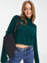 Monki ribbed knitted sweater in forest green