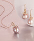 Pink Cultured Ming Pearl (13mm) & Diamond (1/8 ct. t.w.) 18" Pendant Necklace in 14k Rose Gold