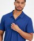 Фото #3 товара Men's Regular-Fit Variegated Ribbed-Knit Button-Down Camp Shirt, Created for Macy's