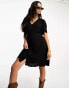 Фото #2 товара Vero Moda button through mini skater dress in black