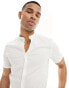 ASOS DESIGN slim fit grandad collar shirt in white