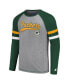 ფოტო #2 პროდუქტის Men's Gray, Green Green Bay Packers Kickoff Raglan Long Sleeve T-shirt