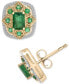 ფოტო #1 პროდუქტის Emerald (1-5/8 ct. tw) & Diamond (1/6 ct. tw) Halo Stud Earrings in 14k Gold