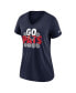 Фото #3 товара Women's Navy New England Patriots Hometown Collection Tri-Blend V-Neck T-shirt
