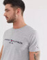 Tommy Hilfiger embroidered flag logo t-shirt in grey marl