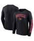 Фото #1 товара Men's Black Louisville Cardinals Distressed Arch Over Logo Long Sleeve T-shirt