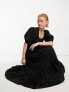 Фото #4 товара COLLUSION shirred bodice maxi smock dress in black